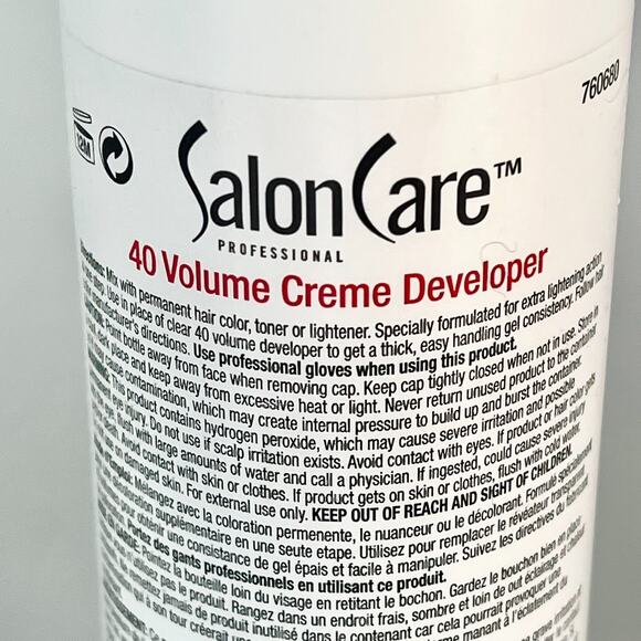 Salon Care 40 Volume Creme Developer Strong Lift Stabilized Formula 16 fl oz New - Picture 5 of 7